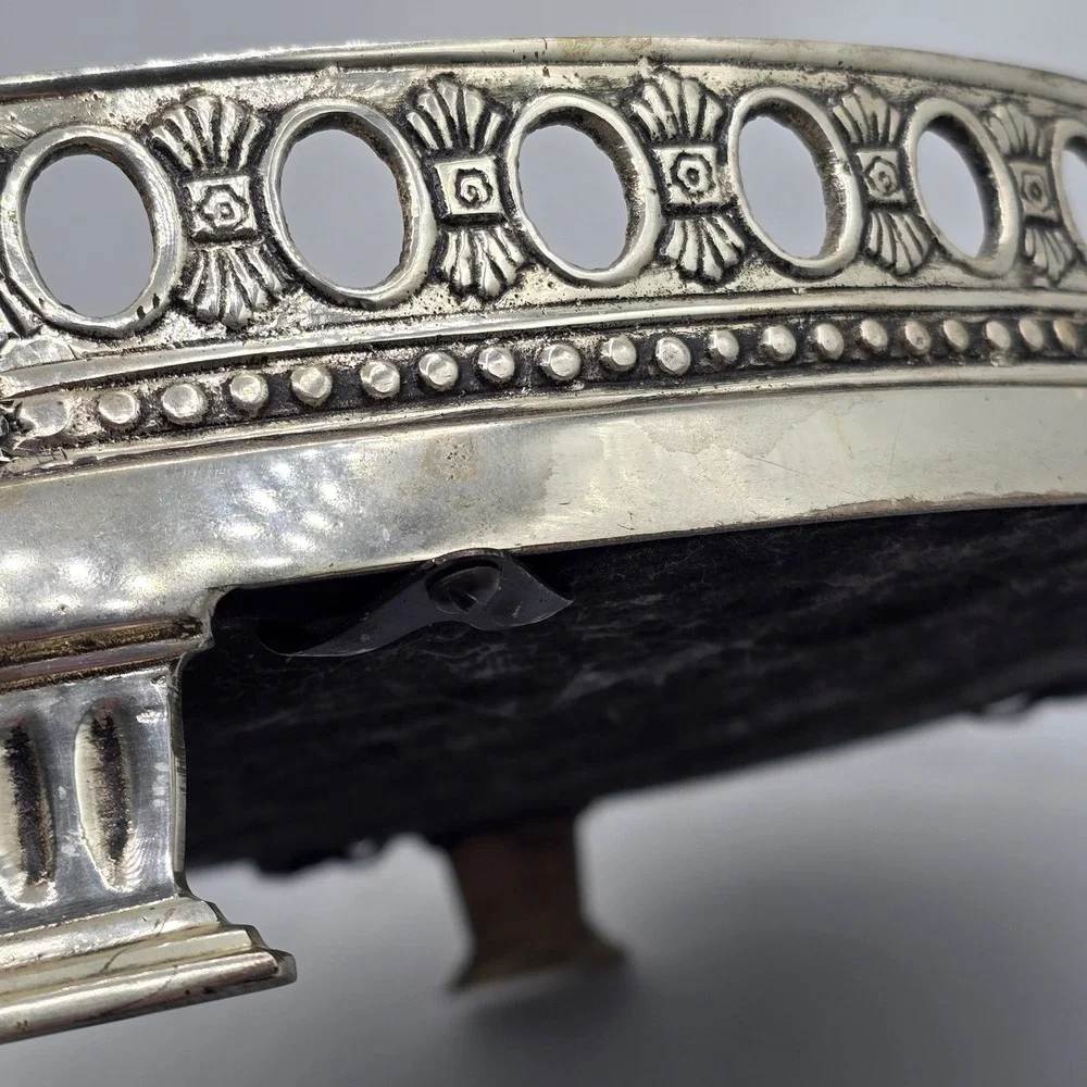 Vintage Victorian  Silverplated Mirrored Tray Ornate Heavy 12‎ 
